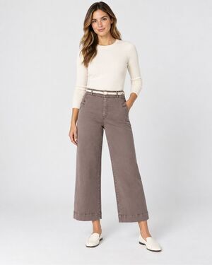 SPANX Stretch Twill Cropped Wide Leg Pants Smoke NWT Size L